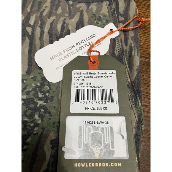 Men’s Howler Brothers Size 38 Bruja Boardshorts Swamp Country Camo NWT - Picture 2 of 5